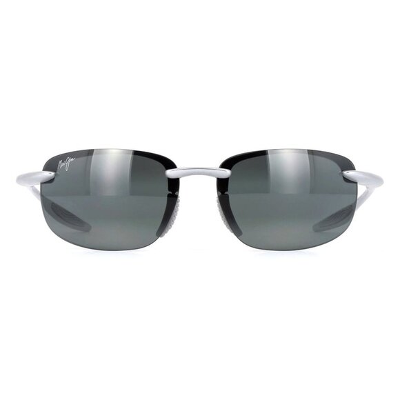 New MAUI JIM Hookipa Ultra Silver Rimless Polarised Wraparound MJ0676S 002 Sungl - Picture 2 of 4